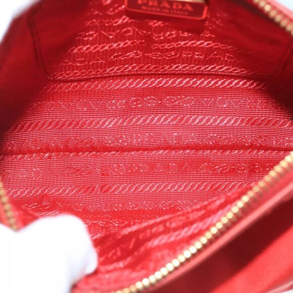 PRADA Hand Bag Nylon Red Gold Auth - Picture 14 of 16